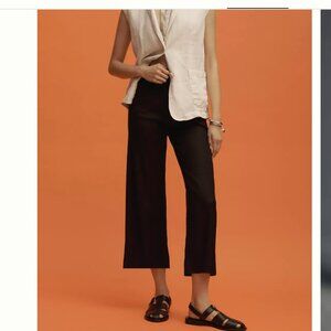The Colette Linen Blend Crop Wide-Leg Pants by Maeve SIze 28 in black